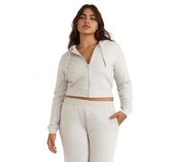 Organic Basics Women's Weekend Crop Zip Hoodie Hooded Sweatshirt, Misty Grey Melange, Medium