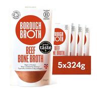 Organic Beef Bone Broth by Borough Broth - Freshly Made with Grass-Fed Beef & British Spring Water - High in Collagen & Protein - Low-Cal & Gluten Free - Delivered Chilled - 5 x 324g