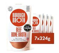 Organic Beef Bone Broth by Borough Broth - High in Collagen for Healthy Skin & Joints - High Protein & Low Calorie - Gluten Free - Grass Fed - Perfect for Gravy & Soups - Delivered Chilled - 7 x 324g