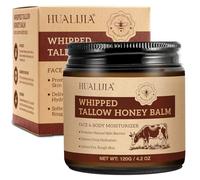 Organic Beef Tallow for Skin, Tallow Face Moisturizer, Tallow and Honey Balm, Grass-Fed Whipped Beef Tallow and Honey Cream, Deeply Moisturizing for Face & Body, Suitable for Dry & Aging Skin, 120g