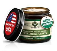Organic Beef Tallow for Skin - USDA-certified Whipped Tallow Balm for Skin Face and Body with Jojoba Oil and Cocoa Butter - Unscented and Herb-Infused - 2 oz.