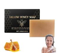 Organic Beef Tallow Soap Bar with Raw Honey, Beef Tallow Skin Care, Nature Multi Use Tallow Bar for Dark Spots, Deep Cleaning, Hydrating and Nourishing, Tallow Soap for Face and Body (1)