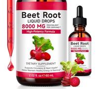 Organic Beetroot Drops | 8000mg Equivalent per Serving | Iron Supplemnet & Vitamin B12 - Heart & Circulation Support | Helps Maintain Healthy Energy & Stamina | Vegan, Alcohol-Free