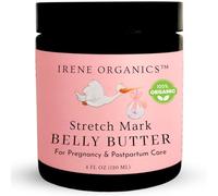 Organic Belly Butter for Pregnancy Stretch Mark Prevention and Treatment by Irene Organics - Award Winning Anti Stretch Mark Tummy Balm For Pregnancy and Postpartum 4oz - Hydrating Bump Cream