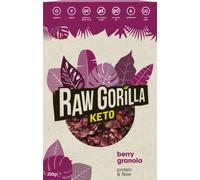 Raw Gorilla Keto Berry Granola 1 Pack of 250g | Low Sugar, Vegan, No Added Sugar, Low Carb 4g Net Carbs, Plant Based Breakfast Cereal with Activated Nuts, Grain & Gluten Free