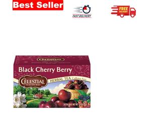 Organic Black Cherry Berry Tea - 20 Caffeine-Free Teabags for Relaxation