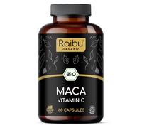 Organic Black Maca Root Capsules - High Strength Peruvian Maca for Men & Women - 12,800 mg Equivalent (3,200 mg Daily Dose) - 180 Capsules, with Vitamin C from Acerola - Made to UK Quality Standards