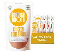 Organic Bone Broth Variety Pack by Borough Broth - Beef, Chicken & Lamb Broth - High Protein & Collagen, Low Carb, Gluten-Free & Keto - Chilled Bone Broth For Soups, Stews & Sauces - 10 x 324g