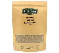 Organic Brown Basmati Rice 1kg - Source of Fibre, High Protein, No Additives, No Preservatives, Raw, Vegan, GMO-Free, Certified Organic - Nutritious Whole Grain - Thames Organic