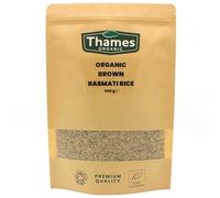 Organic Brown Basmati Rice - Source of Fibre, High Protein, No Additives, No Preservatives, Raw, Vegan, GMO-Free, Certified Organic - Nutritious Whole Grain - Thames Organic 500g