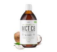 Organic C8 MCT Oil - 250ml (Glass) - 99%+ Cold Pressed C8 - Boosts Ketones 4X Versus Other MCTs - Sustainably Sourced by Alpha01