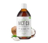 Organic C8 MCT Oil - 500ml (Glass) - 99%+ Cold Pressed C8 - Boosts Ketones 4X Versus Other MCTs - Sustainably Sourced by Alpha01