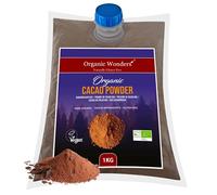 Organic Cacao Powder (1kg) | Ceremonial Grade | Low Cadmium, Pure Magnesium, Potassium & Maganese | Tropical Theobroma | Vegan | Perfect For Baking & Hot Chocolate By Organic Wonders®