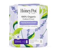 Organic Calming Herbal Infusion, Pads with Wings, Overnight, 12 Count, The Honey Pot Company