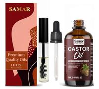 Organic Castor Oil 100% Pure Cold Pressed - Natural Hair Growth Oil for Scalp, Eyelashes & Eyebrows, beard - Skin & Nail Moisturiser, Unrefined - Glass bottled with pipette & Mascara Tube (50ml)