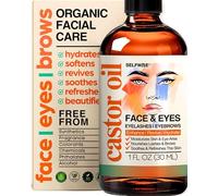 Organic Castor Oil Face Care for Eyelashes, Eyebrows and Wrinkles with Jojoba, Rosehip, Grape Seed, Squalane, Palmarose, Bergamot and Vitamin E, Skin Care
