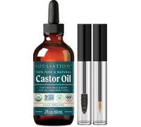 Organic Castor Oil for Eyelashes, Hair and Skin (2 oz with Eyelash Set) | 100% Pure, Natural, Cold Pressed