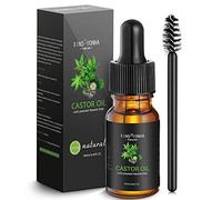 Organic Castor Oil, Pure Cold Pressed Castor Oil for Skin Care Eyelashes Eyebrows Nail,Hair Growth Serum Eyebrow Growth Serum with Eyelash Brush (10ml)