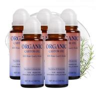Organic Castor Oil Roll On, 50ml Castor Oil with Rose Quartz Roller, Deep Moisturizing Skin Care, Non-Greasy,Refreshing Texture, Natural Ingredients Castor Oils for Belly, Face, Body, Under Eyes (5)
