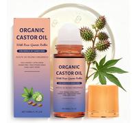 Organic Castor Oil Roll On, Castor Oil for Face Organic, Roller Ball Castor Oil for Face, Natural Hydrating, Leak-Proof, for Skin Care, Brows, Body, Nails-50ml