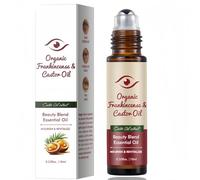 Organic Castor Oil Roll On for Face & Eyes,Rollerball Castor Oil for Eyelashes, Eyebrows & Skin,Deep Moisturising Body Oil,Dark Circles & Puffy Eyes Care,Natural Ingredients,Hydration & Smoothing