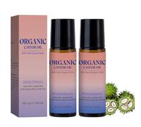 Organic Castor Oil Roll On, Natural Organic Golden Castor Oil Roll-On with Rose Quartz, Natural Ingredients, Soothing Rollerball, Gently Nourishes Skin For Belly, Body, Face, Hands and Legs (2)