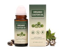 Organic Castor Oil Roll On, Organic Castor Oil With Rose Quartz Roller, Organic Cold-Pressed Roll-On for Face & Body, Helps Firm Skin, Reduce Fine Lines & Nourish, Soothing Moisturising Oil (1Pc)