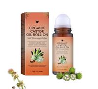 Organic Castor Oil Roll On, Organic Castor Oil with Rose Quartz Roller, Pure Cold-Pressed, Natural Ingredients, Gently Nourishes Skin, Deep Hydration & Smoothing, for Belly, Face, Body (1PC)