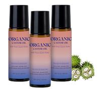 Organic Castor Oil Roll On, Organic Golden Castor Oil Roll-On with Rose Quartz, Natural Ingredients, For Belly, Body, Face, Hands, Legs, Deep Moisturizing Skin Care, Gently Nourishes Skin (3PCS, 50ml)