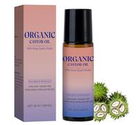 Organic Castor Oil Roll On, Organic Golden Castor Oil Roll-On with Rose Quartz, Natural Ingredients, For Belly, Body, Face, Hands, Legs, Deep Moisturizing Skin Care, Gently Nourishes Skin (1PC, 50ml)