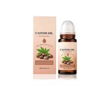 Organic Castor Oil Roll On, Rose Quartz Roller Ball, Cold Pressed Non-Greasy Castor Oil for Face Body Hair Brows, Soft Skin Daily Moisturising Care for Women and Men, Glass Bottle (1pc)
