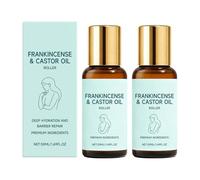 Organic Castor Oil Roll On with Frankincense-Oil, Nourishing, Hydrates Dry Skin & Hair, Locks in Moisture, Enhance Hair Quality, Eyelashes & Eyebrows (2pc)