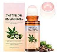 Organic Castor Oil Roll-On with Real Rose Quartz Roller Ball - Cold-Pressed & Natural - Moisturising for Face, Skin, Hair, Eyebrows, Lashes & Nails - Hydrating Oil for Dryness & Dullness, 50ml (1PC)
