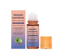 Organic Castor Oil Roll-On With Rose Quartz Roller - 100% Cold Pressed Moisturising Oil For Brows, Lashes, Face, Hairline & Dry Skin - Travel-Friendly Leak-Proof Roller Bottle(2PCS)