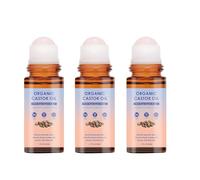 Organic Castor Oil Roll On with Rose Quartz Roller, 50ml Natural Deep Moisturizing Oil for Face, Brows, Hair, Body & Belly, Gently Nourishes Skin, Natural Ingredients (3)