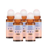 Organic Castor Oil Roll On with Rose Quartz Roller, 50ml Natural Deep Moisturizing Oil for Face, Brows, Hair, Body & Belly, Gently Nourishes Skin, Natural Ingredients (5)