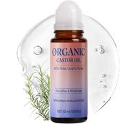 Organic Castor Oil Roll On with Rose Quartz Roller, Castor Oil for Skin, Deep and Lasting Hydration, Non-Greasy, Gentle and Effective, Castor Oils Organic Cold Pressed Roll On for Men and Women (1PC)