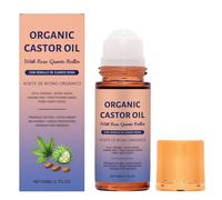 Organic Castor Oil Roll-On with Rose Quartz Roller-Cold-Pressed for Max Nutrients,Pure Golden Oil for Skin, Hair&Brow Care,Nourishment,Hair&Brow Health,Targeted Care for Face,Hands,Lashes (1PCS)