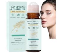 Organic Castor Oil Roll On with Rose Quartz Roller,Frankincense&Castor Oil Roller Ball for Face&Body,Moisturizing&Hydrating,Anti-Wrinkle&Anti-Aging,Firming&Lifting,Multifunctional Essential Oil Roller