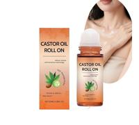 Organic Castor Oil Roll On, With Rose Quartz Stone, Skin Hydration Lashed Care, Natural Moisturizer for Face, Brows, Cuticles, No Additives, Cooling Crystal Rollerball (1PCS)