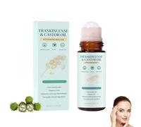Organic Castor Oil Rose Quartz Roller Ball, Frankincense and Castor Oil Roller Ball, Cold-Pressed Moisturizing Essence, Lightweight Non-Greasy Fast Absorbing, for Brows, Lashes, Dry Skin & Face (1PC)