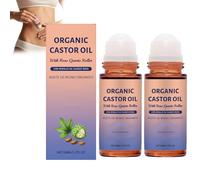 Organic Castor Oil Rose Quartz Roller Ball, Organic Castor Oil Roll on with Rose Quartz Roller Bottle, Natural Ingredients, Gently Nourishes Skin, Deep Hydration & Smoothing, for All Skin Types (2PCS)