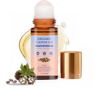 Organic Castor Oil Rose Quartz Roller Ball, Organic Castor Oil with Rose Quartz Roller, Cold-Pressed Castor Oil Roller Ball, Deep and Lasting Hydration, for Belly, Face, Body, Under Eyes (1PC)