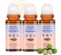 Organic Castor Oil Rose Quartz Roller Ball, Organic Castor Oil with Rose Quartz Roller, Cold-Pressed Organic Castor Oils Roll On, Deep and Lasting Hydration, for Belly, Face, Body, Under Eyes (3)