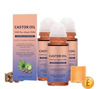 Organic Castor Oil Rose Quartz Roller, Organic Castor Oil Roll On with Rose Quartz Roller Ball, Gently Nourishes the Skin, for Abdomen, Face and Body, Suitable for All Skin Types (3 Pieces)