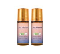 Organic Castor Oil - with Rose Quartz Roller, 100% Organic Cold-Pressed Castor Oil - 1.7 OZ/50ML | Nourish Skin, Hair & Nails | Natural Skincare & Self-Care Set (2PCS).