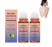 Organic Castor Oil with Rose Quartz Roller, 100% Pure Extra Virgin, Suitable for All Skin Type (2PC)