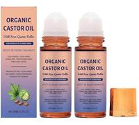 Organic Castor Oil with Rose Quartz Roller, 2026 New Organic Castor Oil Roll On, 100% Pure Cold-Pressed, Deep Hydration & Smoothing, for Radiant Skin, Lush Hair & Relaxation (2Pcs)