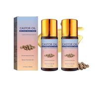 Organic Castor Oil with Rose Quartz Roller Ball, Cold Pressed Moisturising Roll On for Face and Body in Glass Bottle, Lightweight & Non-Greasy Formula, Softens and Nourishes for Daily Use (2PC)