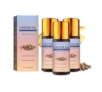 Organic Castor Oil with Rose Quartz Roller Ball, Cold Pressed Moisturising Roll On for Face and Body in Glass Bottle, Lightweight & Non-Greasy Formula, Softens and Nourishes for Daily Use (3PC)